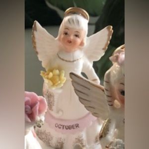 Vintage OCTOBER Birthday Month Angel